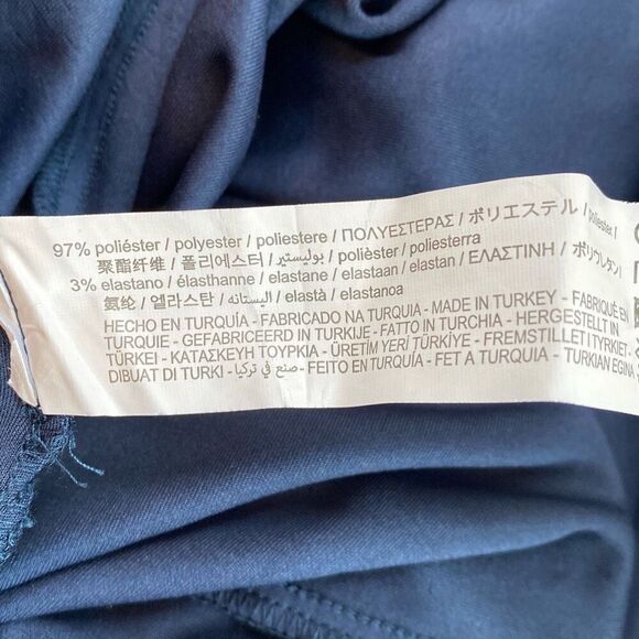 Zara New Midnight Blue Long Sleeves High Collard Open Twisted Back Dress Size S - Picture 8 of 8